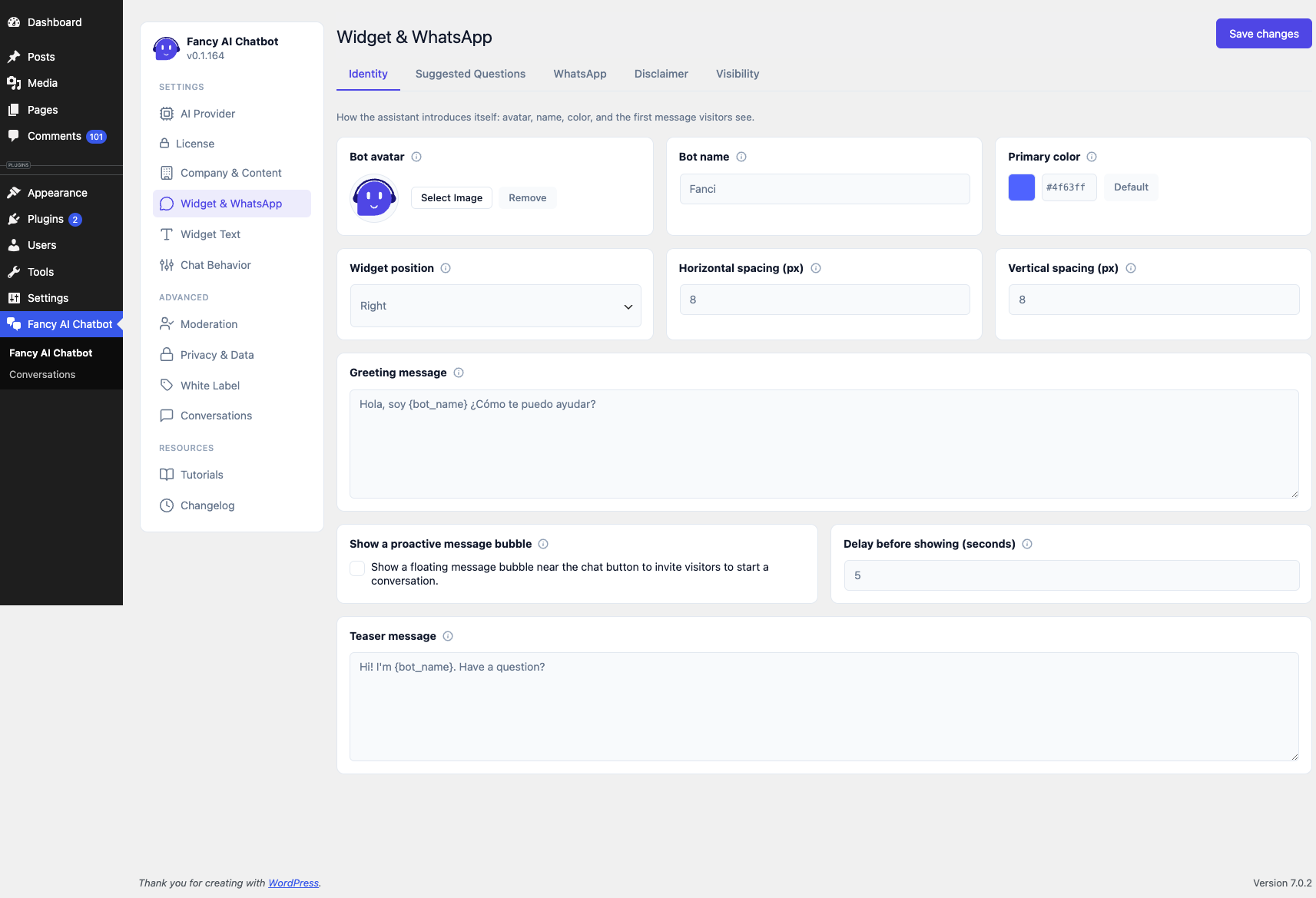 Widget &amp; WhatsApp — Identity
