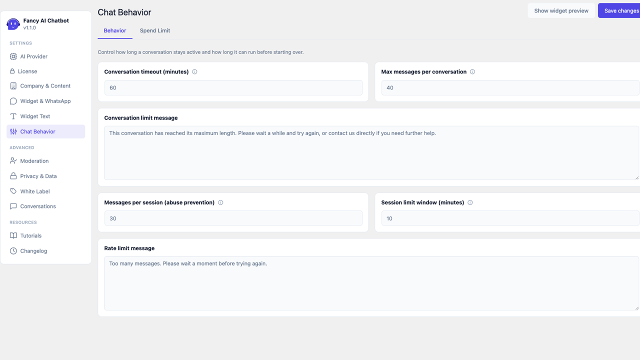 Comportamiento del chat — Comportamiento
